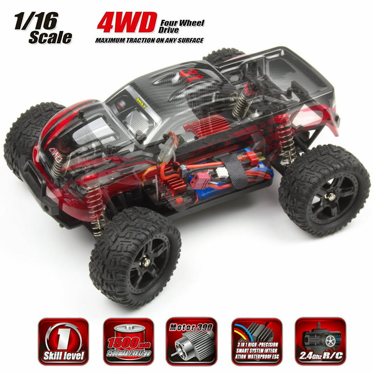 REMO 1/16 2.4G 4WD Remote Control Brushed Truck RC Car Off-road Short-haul  Monster Truck Red - Walmart.com