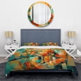 thumbnail image 3 of Designart "Abstracted Cubist Forms IV" Abstract Cubism Bedding Covert Set - Modern Orange Abstract Bed Set With 2 Shams, 3 of 6