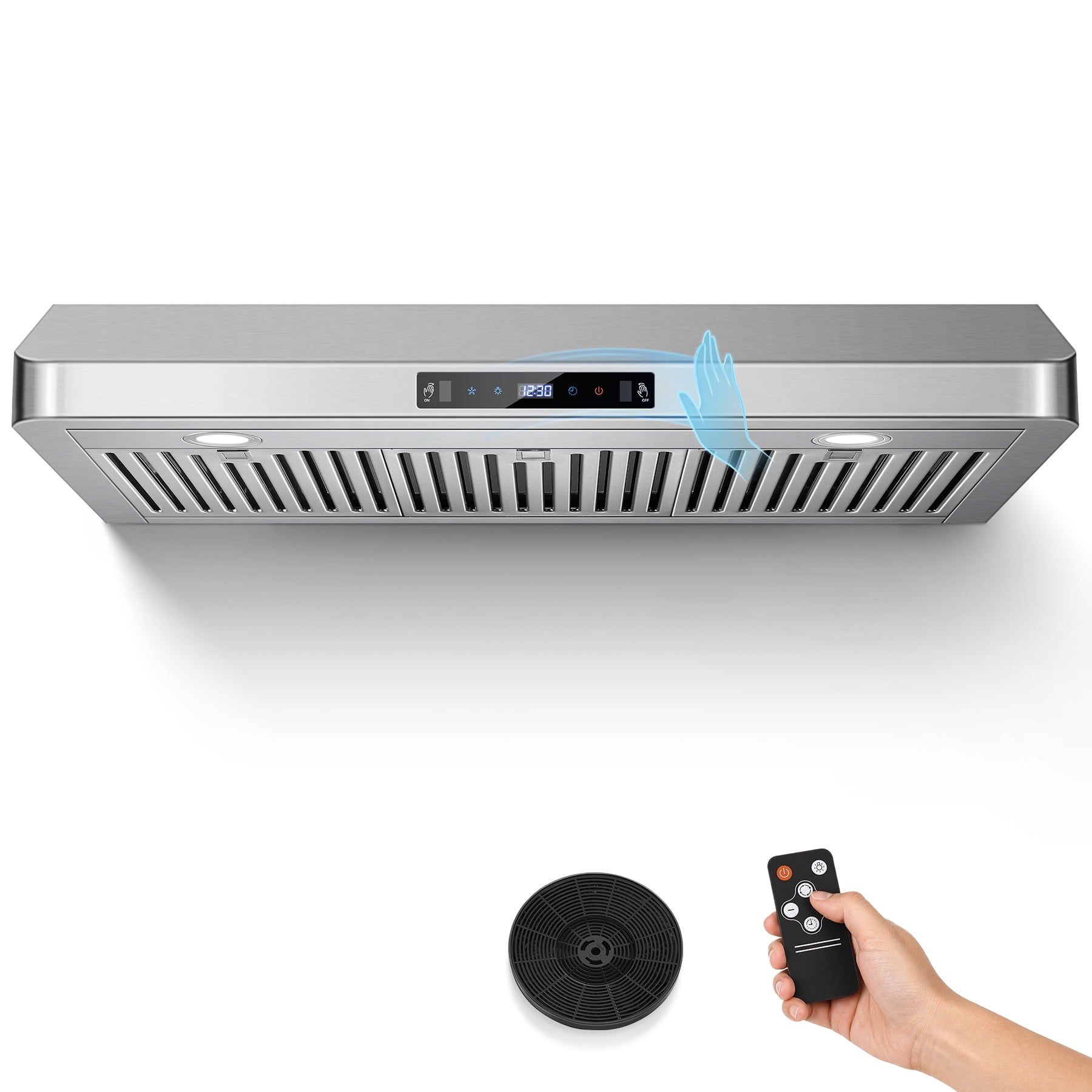 Zomagas 36" Under Cabinet Range Hood 800 CFM Ducted/Ductless Touch Gesture Stainless Steel