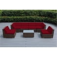 thumbnail image 1 of Ohana Ensemble de Conversation Sectionnel pour Terrasse Extérieure de 7 Pcs, Osier Brun Mélangé avec Coussins Sunbrella Rouges - Aucun Assemblage avec Housse de Terrasse Gratuite, 1 of 4