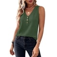 thumbnail image 6 of LEAVINGSUO Tank Tops for Women Summer Sleeveless V-neck Imitation Linen With Blouse Shirt Green S, 6 of 8