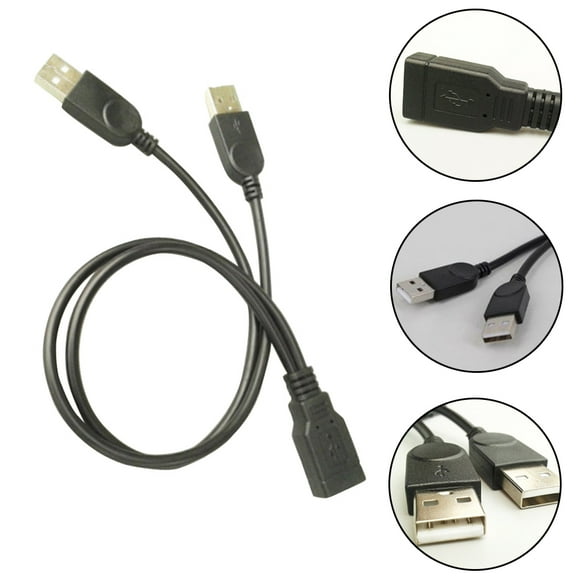 USB 2.0 Power Charge Data 1 Female to 2 Male Cable Converter Adapter,Black