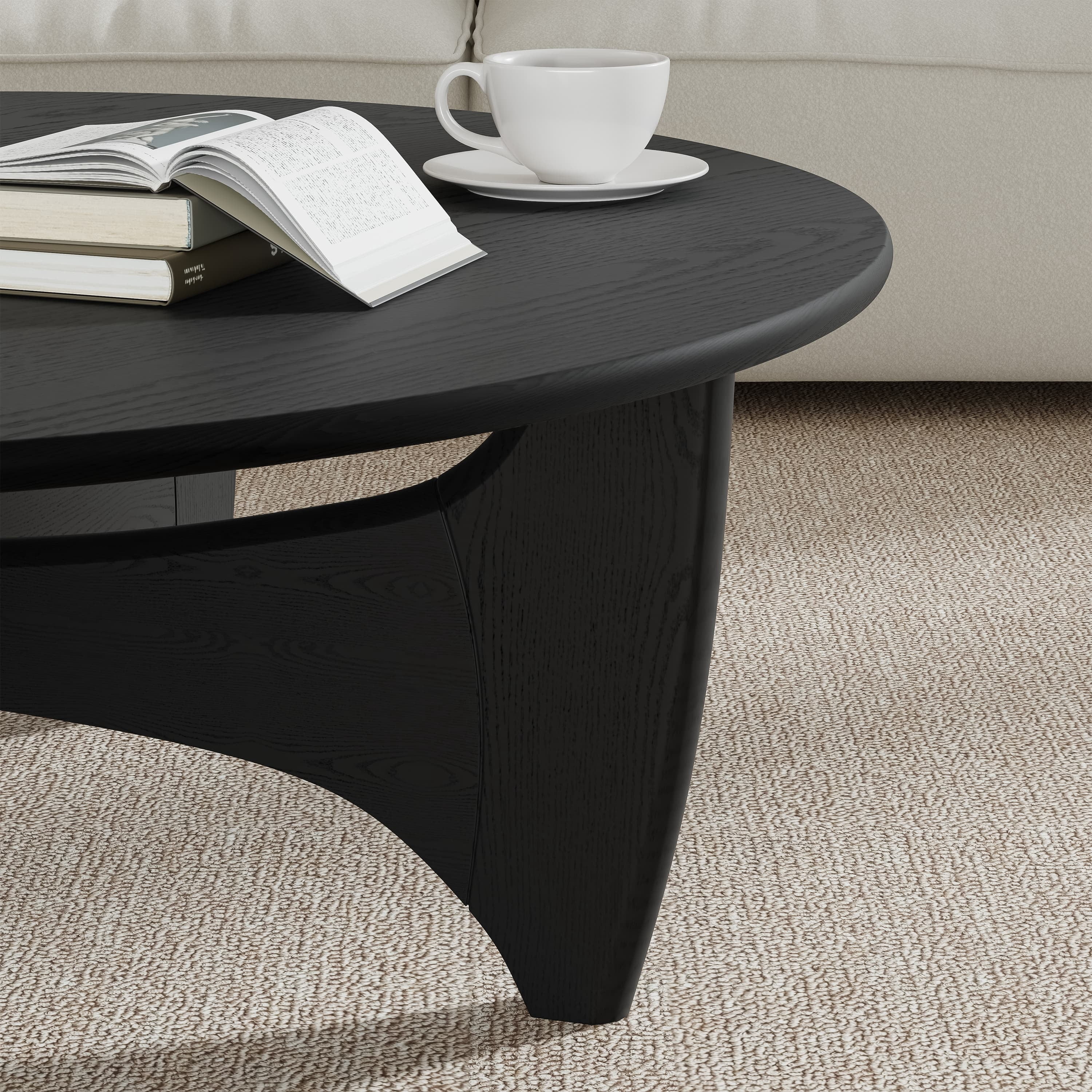 Batman 38"x38"x16" Solid Wood Coffee Table Round Coffee Table,Black