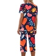 thumbnail image 3 of TIMIFIS Ensembles de Pyjama pour Femmes 2 Pcs - Pyjamas de la Saint-Valentin pour Femmes - Ensembles de Pyjamas pour Dames Manches Courtes Col Rond Haut et Pantalons Capris Ensembles de Détente, 3 of 5