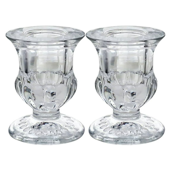 CIYISON Elegant Glass Candlestick Holder Set of 2 Clear Candle Holder for Wedding Decors