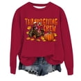 thumbnail image 4 of Women's Casual Crew Neck Thanksgiving Print Hoodless Hoodie Zip up Sweatshirt Womens Athletic Wear Hoodie Outfits Older Women Juniors Two Piece Outfit Casual Warm Tops Women Hoodie with No Hood Bride, 4 of 4