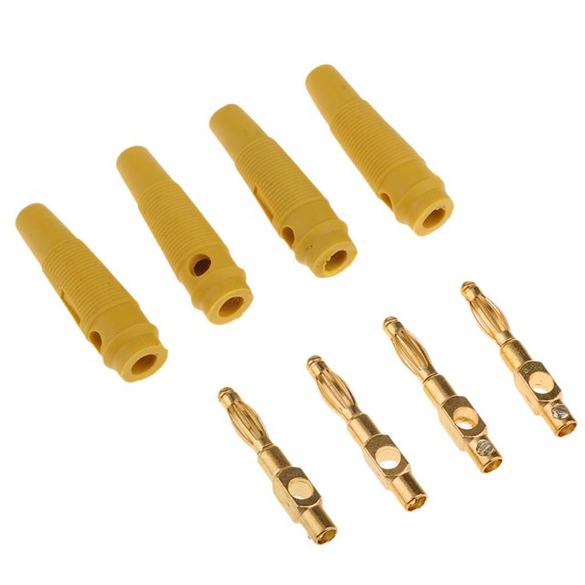 Set 4pcs De Audio Musical Cable De TV Cable Banana Plug Connector 5mm - Amarillo Sunnimix Enchufes de banana