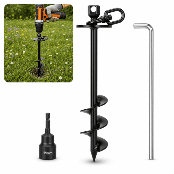 Dog Tie Out Stake Only Hexagonal Head Stake 360° Swivel Outdoor Run For Large Dogs Up To 220 Lbs