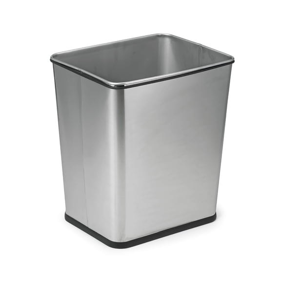 Polder Poubelle 7 Gallons, sous Évier, Base en Caoutchouc Antidérapante, Finition Inox Brossée, 13.5 Pouces x 11 Pouces x 15.25 Pouces