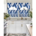 thumbnail image 4 of Blue White Moire Swag Curtains for Living Room/Bedroom Windows, Modern Abstract Art Kitchen Curtains and Valances Set 36 Inch Length, Light Filtering Swags Valance Curtain Panels, 4 of 5