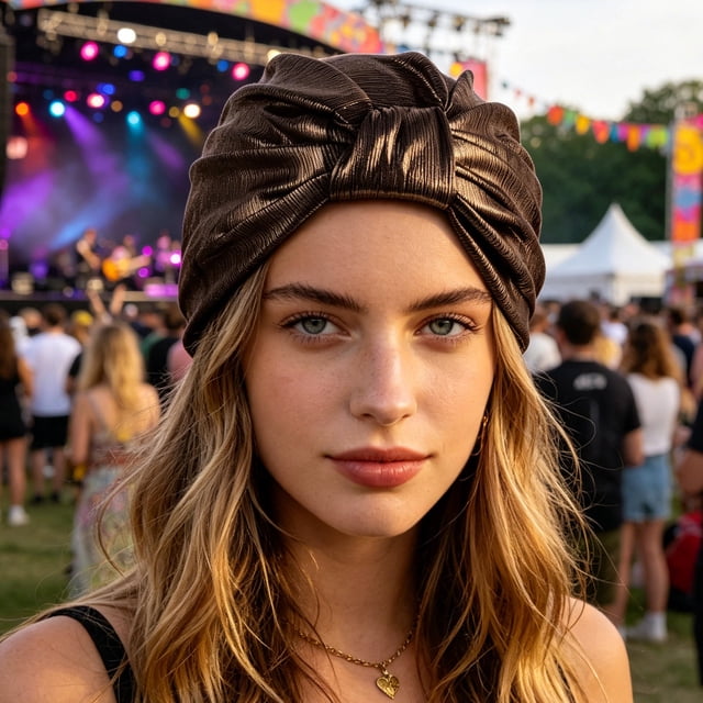 unbranded Pañuelo Turbante Dorado Y Ajustable Para Uso Diario Y Eventos Especiales