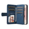 thumbnail image 3 of Zipper Wallet Case for Google Pixel 7A Large Capacity Card Slots Holder Magnetic Cover, Luxury PU Leather Anti-Shock Flip Folio Case with Kickstand Wrist Strap Handbag Protective Case,Blue, 3 of 9