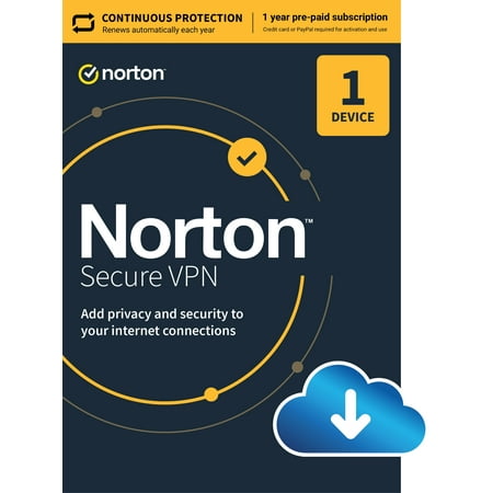 Norton Secure VPN for 1 Device, 1 Year Subscription, PC/Mac/iOS/Android [Digital Download]