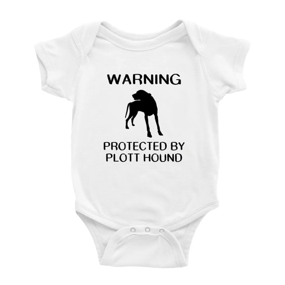 Warning: Protected by A Plott Hound Dog Funny Baby Rompers Infant Clothes (White,3-6 Months)