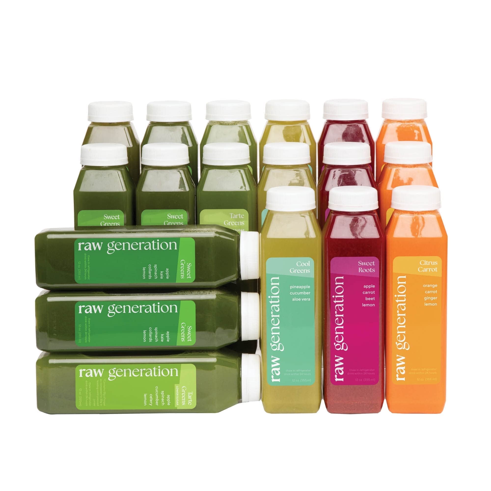 Raw Generation 7-Day Juice Cleanse - 42 Cold-Pressed Juices | Flash-Frozen, Plant-Based Juice Refresh- Convenient, On-the-Go Wellness Routine