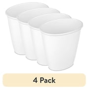 (4 pack) Sterilite Small Bathroom Trash Can, 1.5 Gallon Plastic Garbage Bucket Bin with No Lid, White