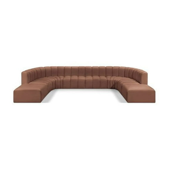 Meridian Furniture Arc Cognac Vegan Leather Modular Sectional