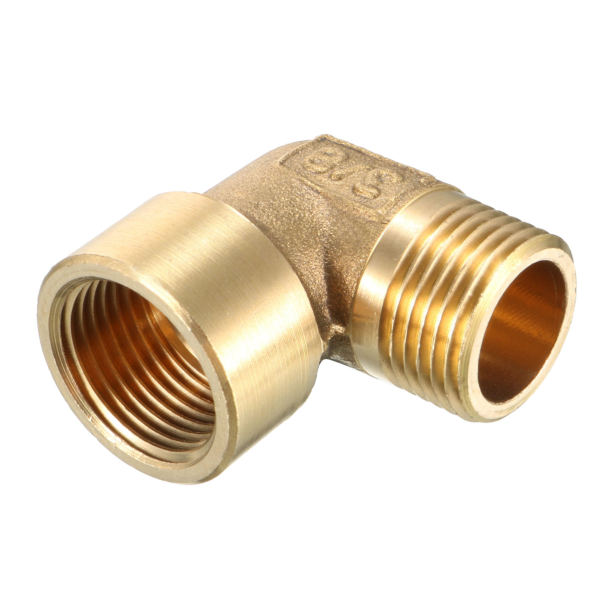 Brass Tone 90 Degree Elbow 3/8 PT Male to 3/8 PT Female Pipe Fitting Coupler 