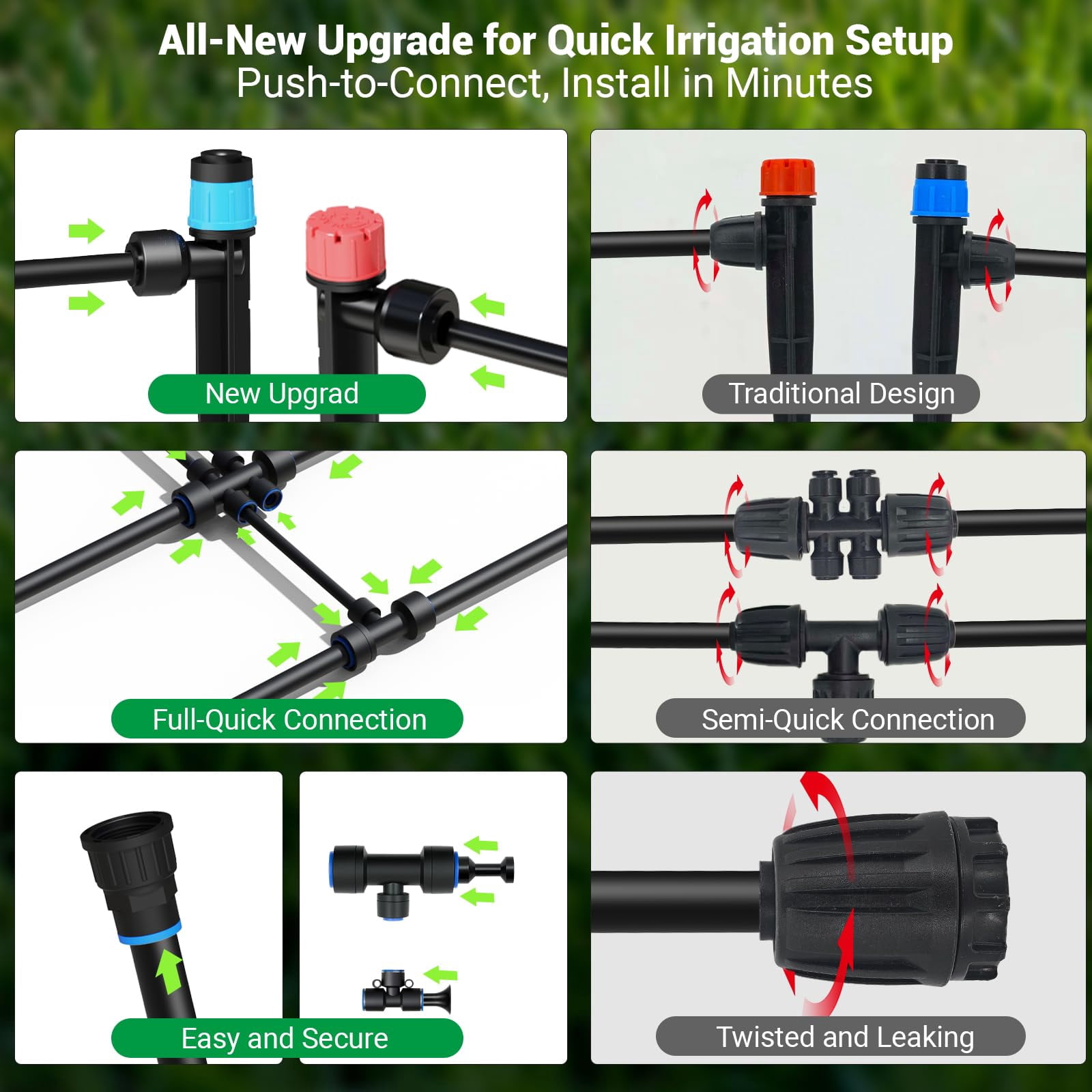 Drip Irrigation System For Garden  2026 Upgraded Automatic Plant Watering Kit With Quick Connect Pe Tubing 30 Water-saving Adjustable Emitters Yard Lawn Raised Bed & Greenhouse (100ft)