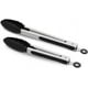 thumbnail image 1 of Paquete de 2 pinzas de cocina negras, pinzas de bloqueo para cocinar y asar a la parrilla de acero inoxidable antiadherente premium sin BPA, 9 pulgadas y 12 pulgadas, negras, 1 of 8