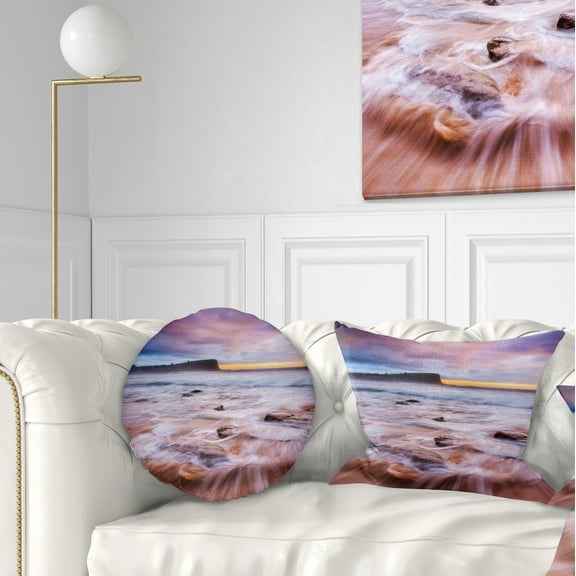 Designart 12" x 20" Blue Polyester Throw Pillow