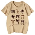 thumbnail image 4 of FINALGANG Girls Kids Casual Short Sleeve TShirts Leopard Print Bow Graphic Crewneck Loose Fit Tees For Summer Daily Wear Brown 10-11 Years, 4 of 4