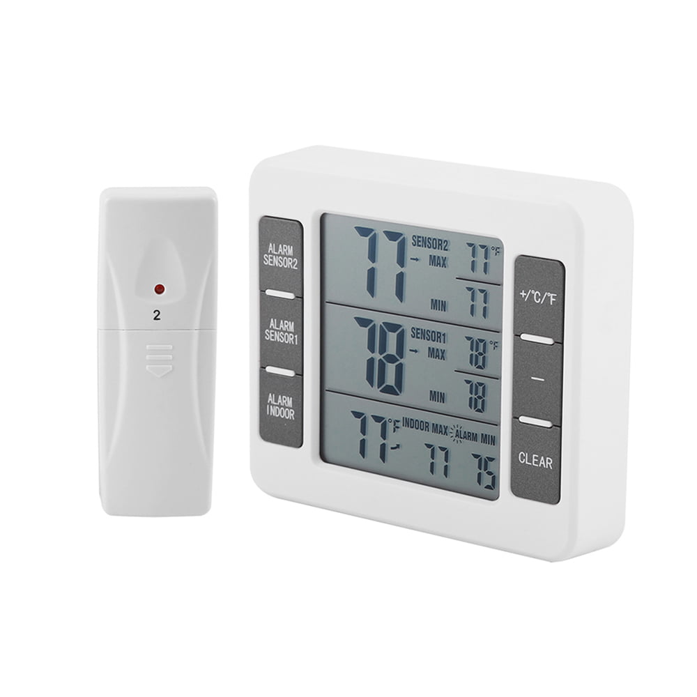 Wireless Digital Refrigerator Thermometer Audible Alarm Indoor Outdoor