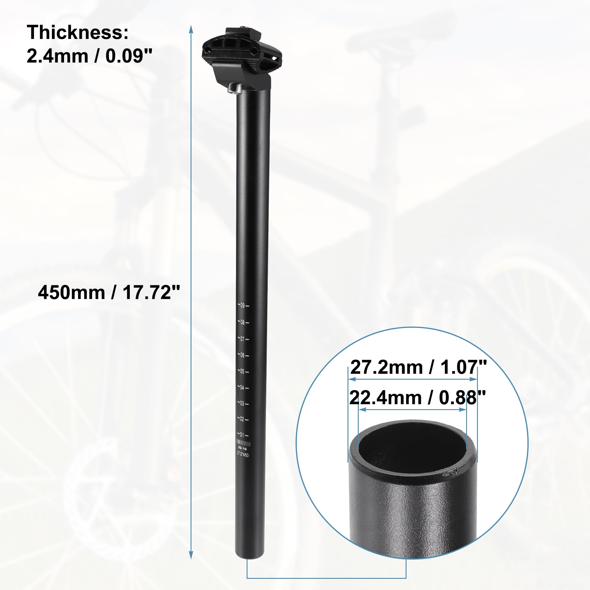 Unique Bargains Bike Seat Post Aluminum Alloy Bicycle Mountain Saddle Pole 27.2x450mm