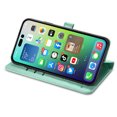 thumbnail image 2 of for iPhone 14 Pro Case, Premium PU Leather Wallet Case [Cat & Dog & Flowers Embossed] Card Slots Kickstand Magnetic Closure Flip Case Cover for iPhone 14 Pro 6.1 inch,Green, 2 of 4