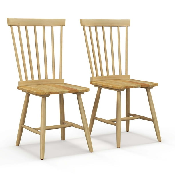 Costway Conjunto de 2/4 sillas de comedor Windsor, sillas sin brazos de estilo Windsor con respaldos ergonómicos de husillo, asientos espaciosos y marco de madera de caucho macizo, Negro