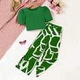 thumbnail image 3 of FSYBOA Girls Casual Outfit Sets, Fashion 2 Piece Crewneck Summer Kids Clothing Set Green Size 9-10T, 3 of 4