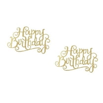 WORGEOUS 2pcs Happy Birthday Cake Topper for Anniversary / Birthday Party (Golden)