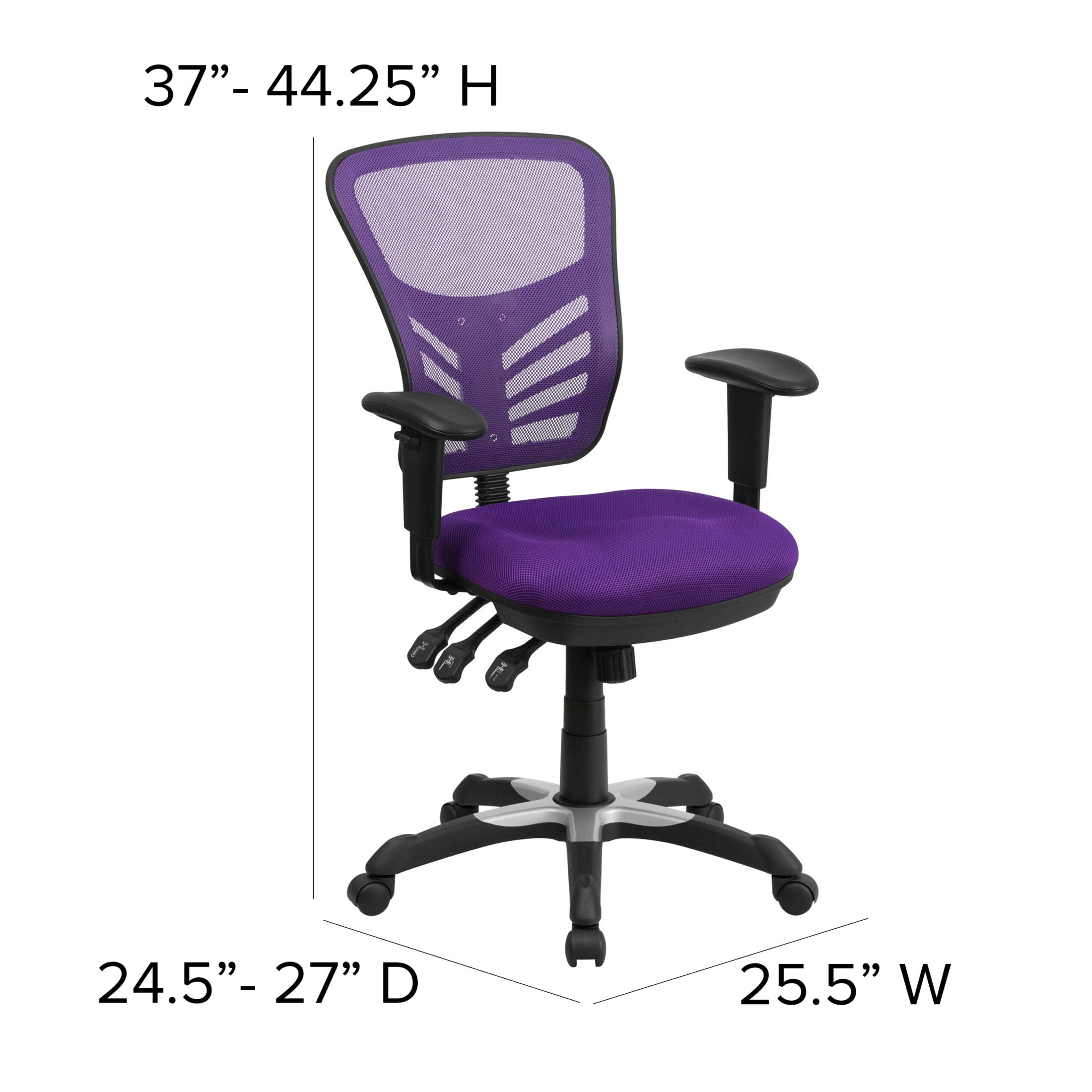 Emma + Oliver Mid-Back Purple Mesh Multifunction Ergonomic Office Chair - Adjustable Arms
