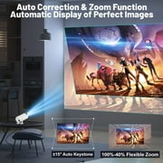 جهاز عرض صغير مع واي فاي وبلوتوث، جهاز عرض خارجي 4 K مع حامل قابل للتعديل 180 °، جهاز عرض فيلم Keystone تلقائي متوافق مع عصا التلفزيون/IOS/Android/كمبيوتر محمول، محمول 1080 P Full HD Proyector
