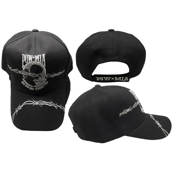 Embroidered USA Pow Mia POWMIA Barb Barbed Wire Shadow Baseball Cap Hat (RUF)
