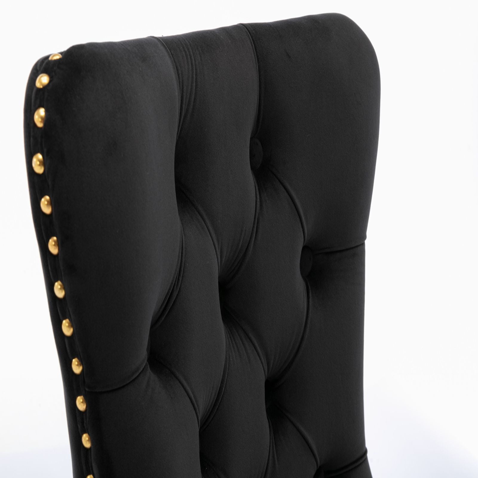 Dining Room Chairs with Velvet Fabric Dining Chairs with Golden Stainless Steel Plating Legs, Backrest and Button Velvet Fabric Design,Luxury Home Furniture for Dining Room(Black Set of 2)