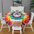 thumbnail image 2 of Colorful Rainbow Tie Dye Spiral Pattern Round Tablecloth 60"x60",Wrinkle Wipeable Table Cloth for Kitchen Dining Room Picnic Patio Party, 2 of 6