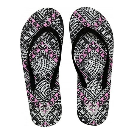 

Beaute Fashion Trendy Ugly Christmas Sweater Adult Women Flip Flops Tribal Thong Sandal Slipper (Size Medium Black Pink & White)