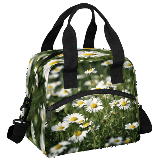 Herdesigns Daisy Insulated Lunch Bag for Women Men Adults Large Reusable Lunch Box Floral Leakproof Cooler Tote Bags with Adjustable Shoulder Strap