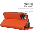 thumbnail image 3 of iPhone 11 Pro Genuine Cowhide Leather Wallet Case,Headset Winder,Flip Folio Magnetic Closure,Card Holder Slots,Kickstand,Cash Pockets Wrist Strap Cover Case for iPhone 11 Pro,5.8",Orange, 3 of 9