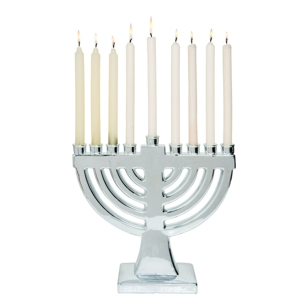 16" Silver Traditional Hanukkah Menorah Candle Holder - Walmart.com