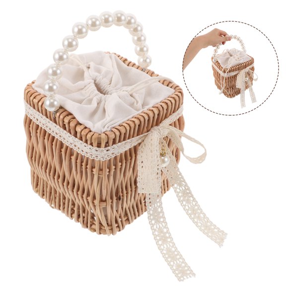 OULII Women Rattan Bag Boho Purse Daily Errands Light Yellow 1Set