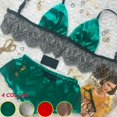 thumbnail image 1 of Ropa interior sexy de satén de seda para mujer, pijamas, tops cortos, conjuntos de bralette y bragas, ropa interior suave para niñas, tops, bragas, traje de encaje, 1 of 6