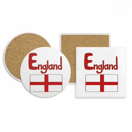

England National Flag Red Pattern Coaster Cup Mug Holder Absorbent Stone Cork Base Set