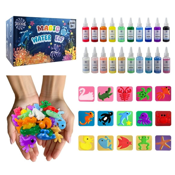 gookid Kit de Jouet Elf Magique d'Eau - Bricolage Amusant pour Enfants avec 20 Bouteilles de Gel Magique, 15 Moules, Jouets STIM DIY, Kit d'Activité Amusant pour 3+, Jouets pour Enfants de 7-8 Ans, Kit d'Artisanat DIY