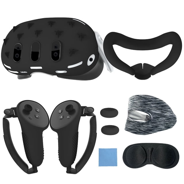 9 in 1 Silicone Case Accessories for Meta Quest 3, Console Case, Eye Mask, Lens Cap, VR Accessory Set