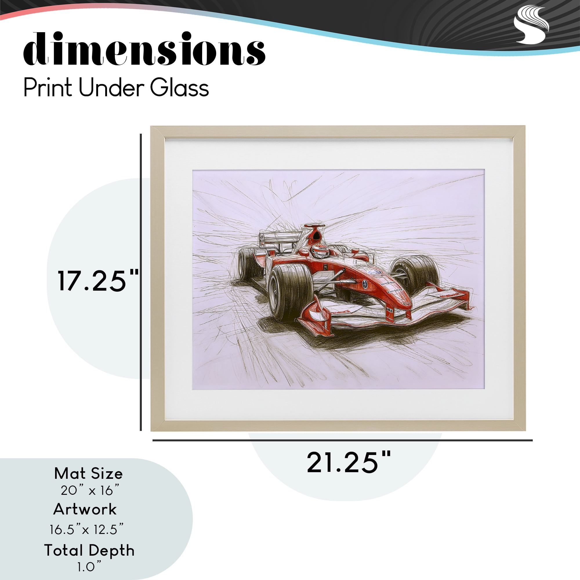 Stupell Industries Sketched Race Car Concept Birch Framed Print Under Glass, design by Steve Hunziker