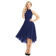 thumbnail image 3 of iiniim Women's Sleeveless Bridesmaid Dress High Low  Chiffon Halter Neck Evening Party Prom Dresses, 3 of 7