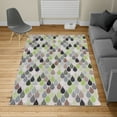 thumbnail image 2 of Geometric Turkish Area Rug, Raindrops Doodle Style Creative Leaf Shaped Colorful Girls Theme, Soft Carpet for Living Room Decor with Distressed Look, 5.2' X 7.6', Lime Green, by Ambesonne, 2 of 4