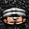 thumbnail image 3 of NUNCAD Tungsten Ring for Men Women 4/6/8/10mm Black/Blue/Gold/Rose Gold/Silver Groove Wedding Bands Beveled Edges Engraved, 3 of 5